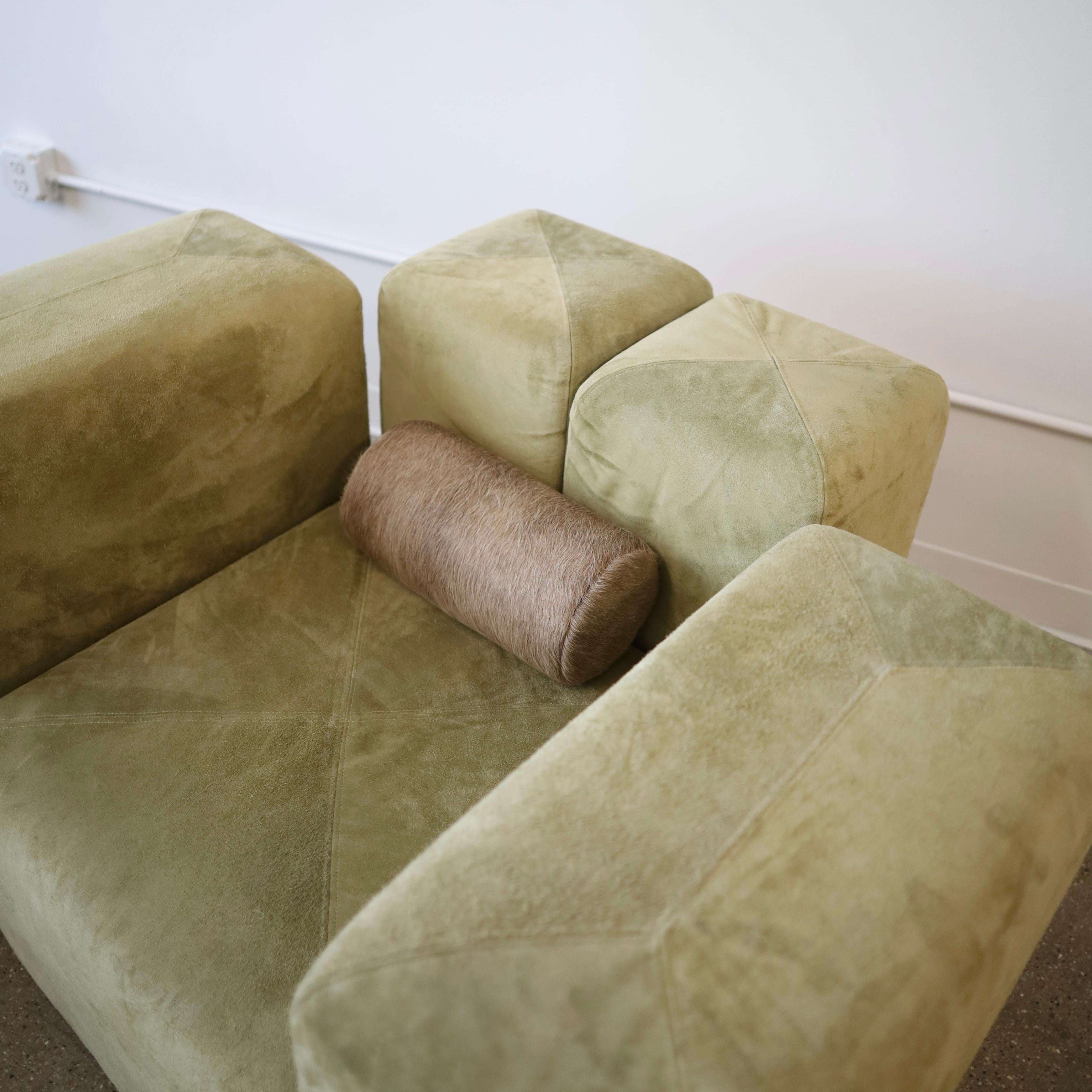 Fin du 20e siècle Chaises longues et pouf Sistema 61 de Giancarlo Piretti en daim Holly Hunt