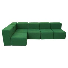 Vintage Giancarlo Piretti "Sistema 61" Seven Piece Green Modular Sofa for Castelli, 1970