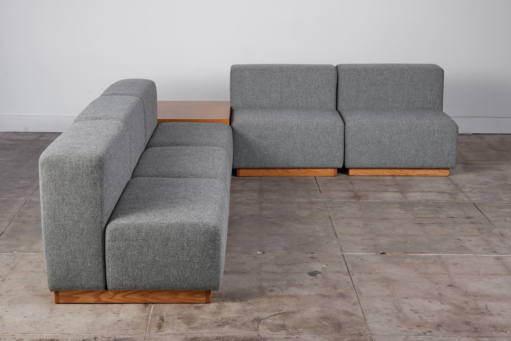 Oak Giancarlo Piretti Style Modern Cubic Three Seater Sofa For Sale