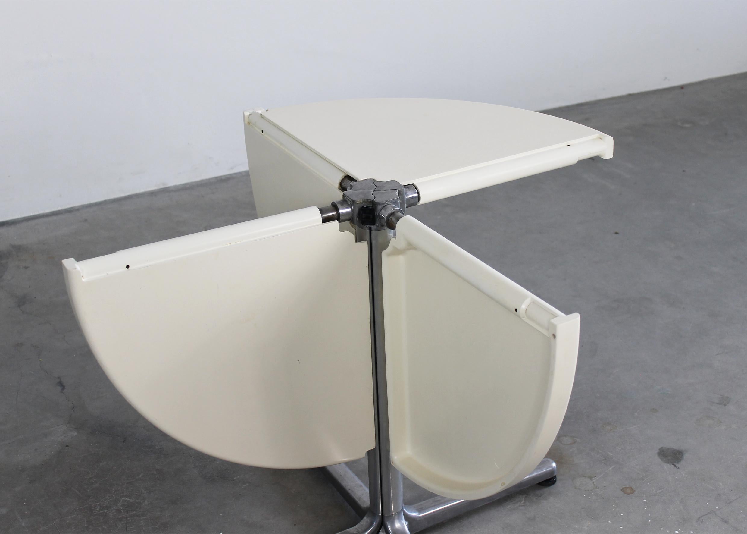 Aluminum Giancarlo Piretti White Plano Folding Table by Anonima Castelli 1970s