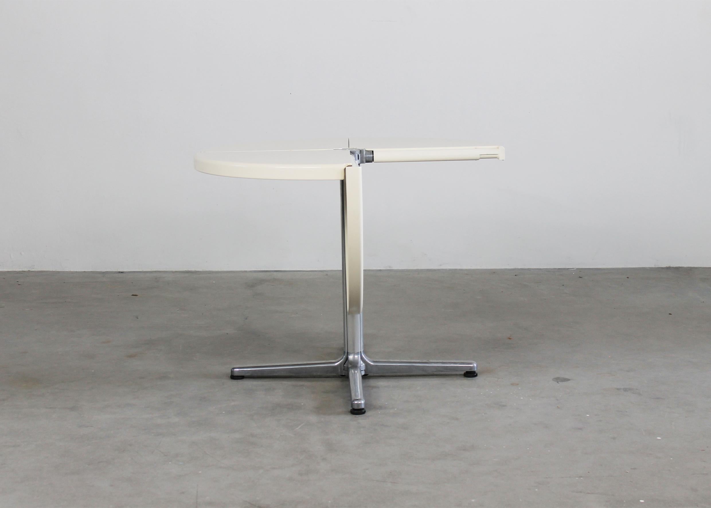Aluminum Giancarlo Piretti White Plano Folding Table by Anonima Castelli 1970s For Sale