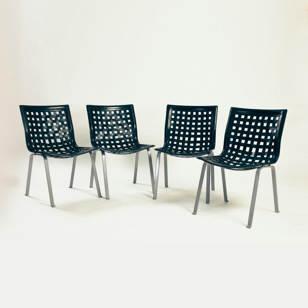 Black leather dining net chairs by Giancarlo Vegni  for Fasem Italy  For Sale 4