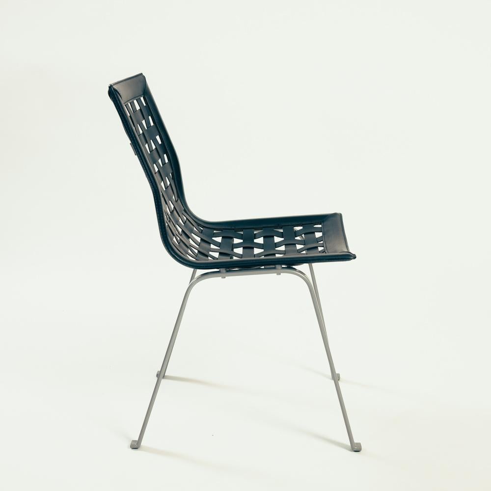 Chaises de salle à manger nettes en cuir noir par Giancarlo Vegni  pour Fasem Italie  en vente 10