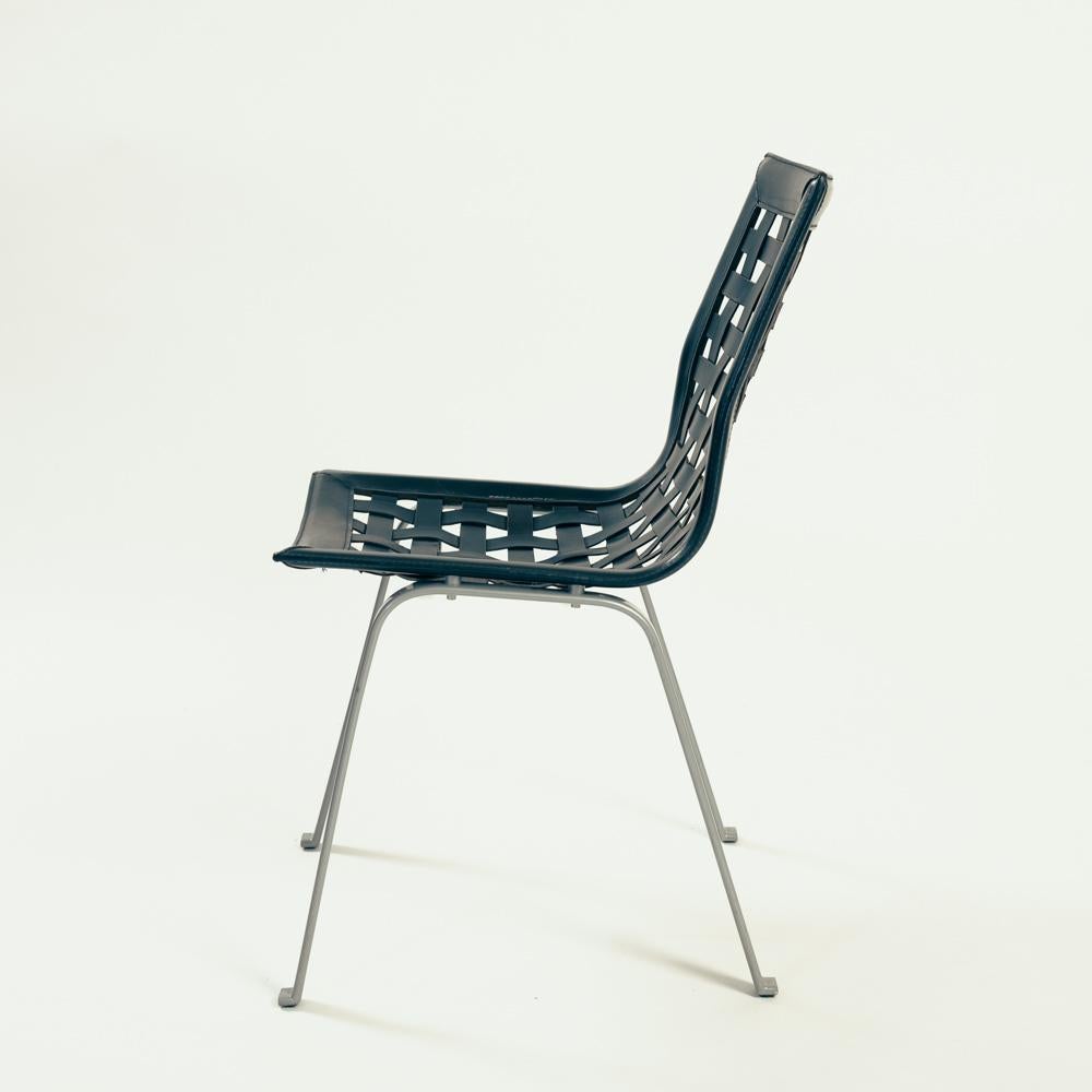 Chaises de salle à manger nettes en cuir noir par Giancarlo Vegni  pour Fasem Italie  en vente 11