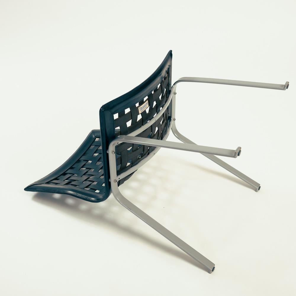 Chaises de salle à manger nettes en cuir noir par Giancarlo Vegni  pour Fasem Italie  en vente 1