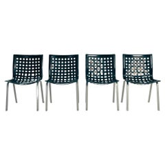 Black leather dining net chairs by Giancarlo Vegni  for Fasem Italy 