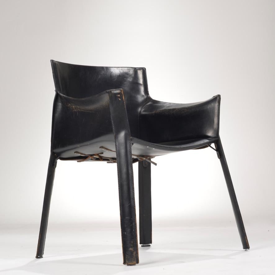 Moderne Chaise en cuir Giancarlo Vegni pour Fasem 'P90'