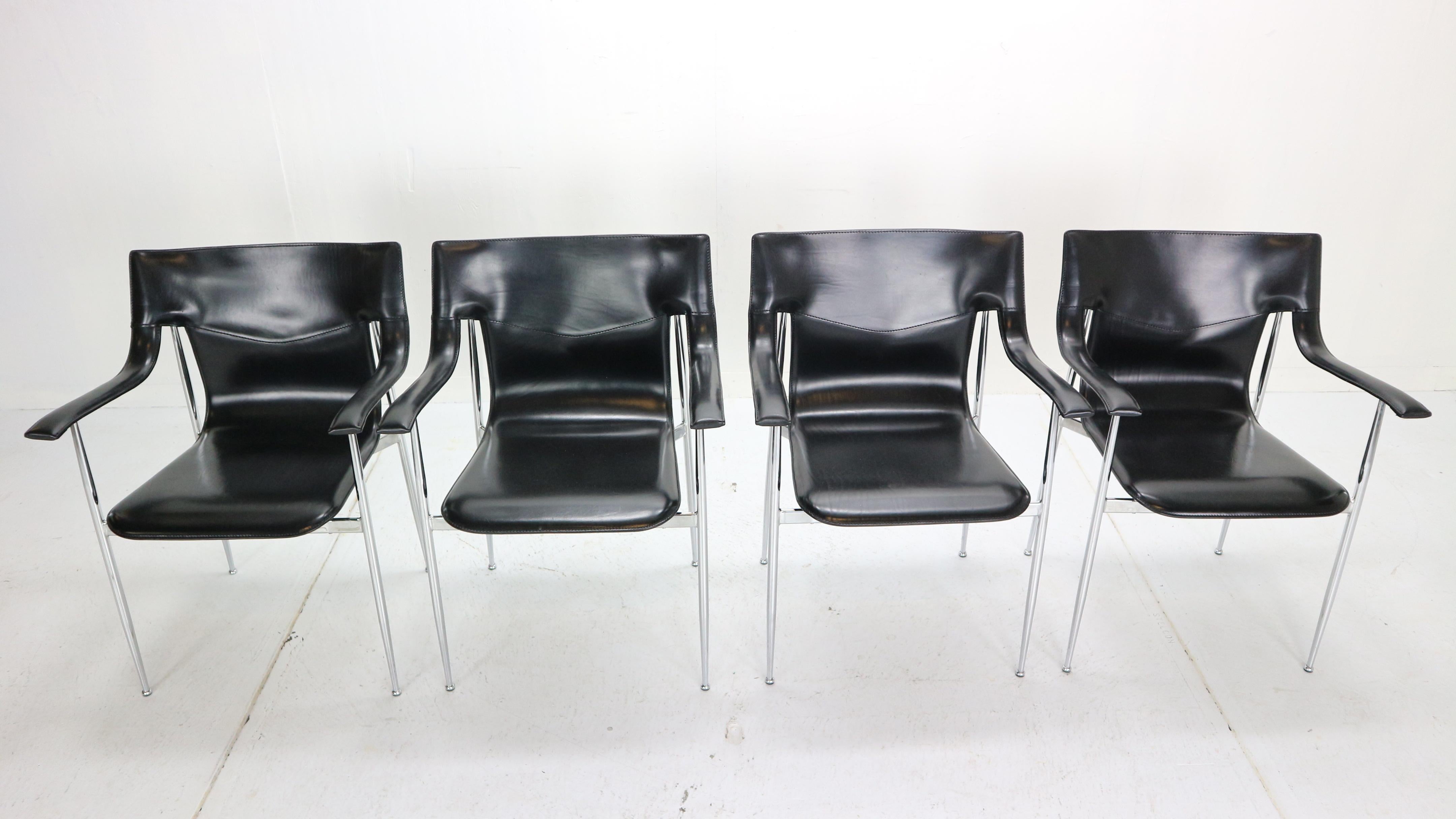 Mid-Century Modern Giancarlo Vegni & Gianfranco Gualtierotti Set of Chairs for Fasem, Italy