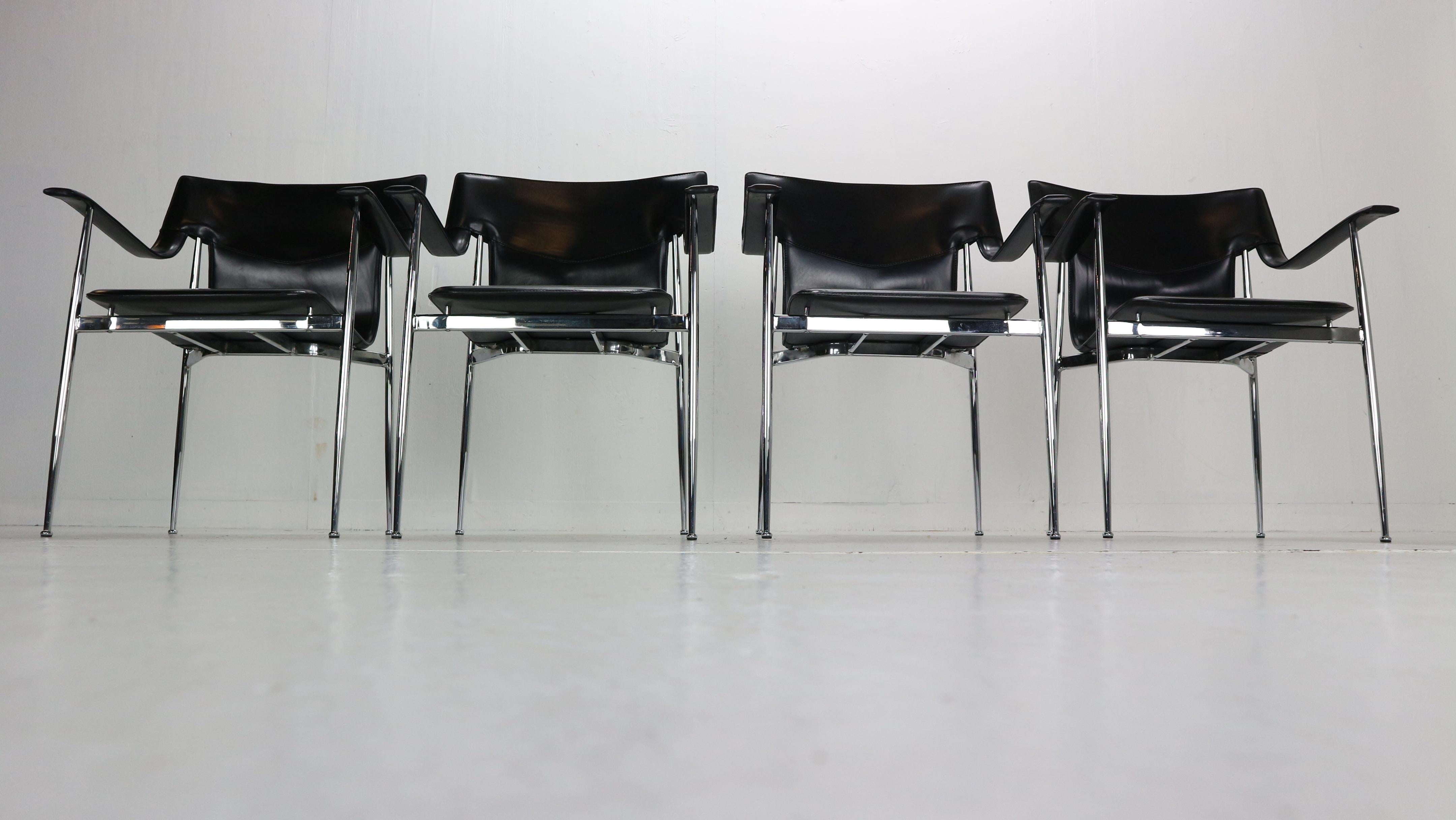 Italian Giancarlo Vegni & Gianfranco Gualtierotti Set of Chairs for Fasem, Italy