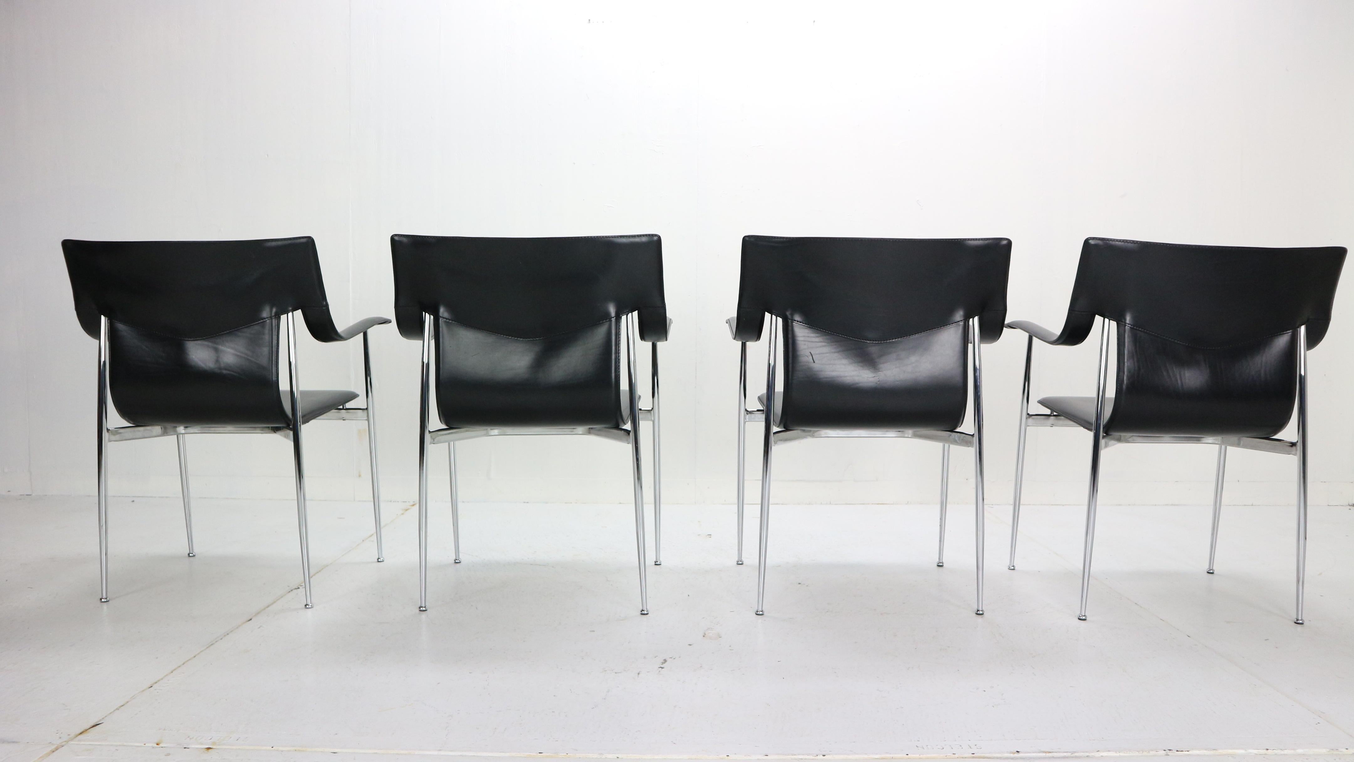 Late 20th Century Giancarlo Vegni & Gianfranco Gualtierotti Set of Chairs for Fasem, Italy
