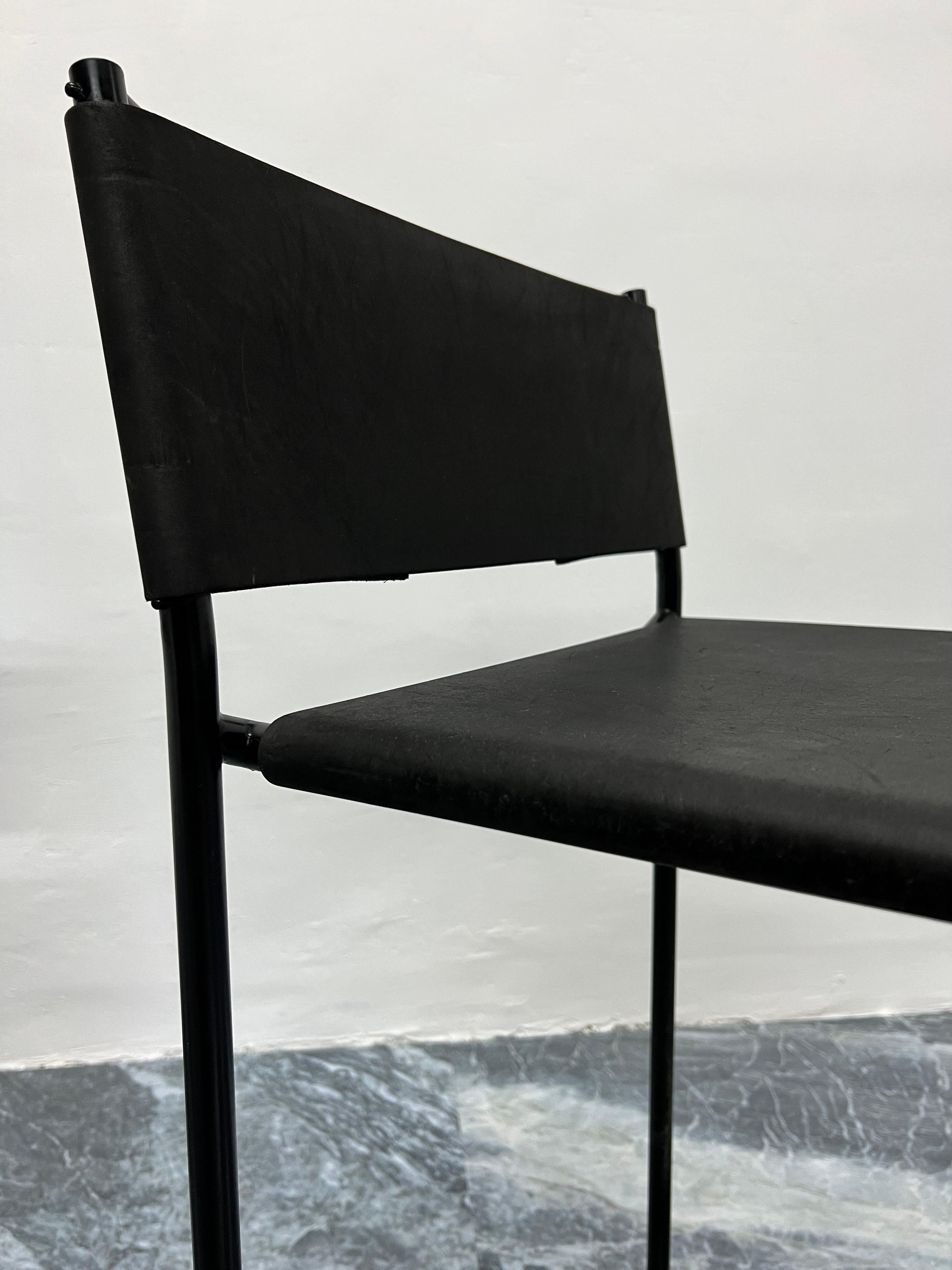 Giandomenico Belotti Black Postmodern Leather 164 Stools for Alias, a Pair 3