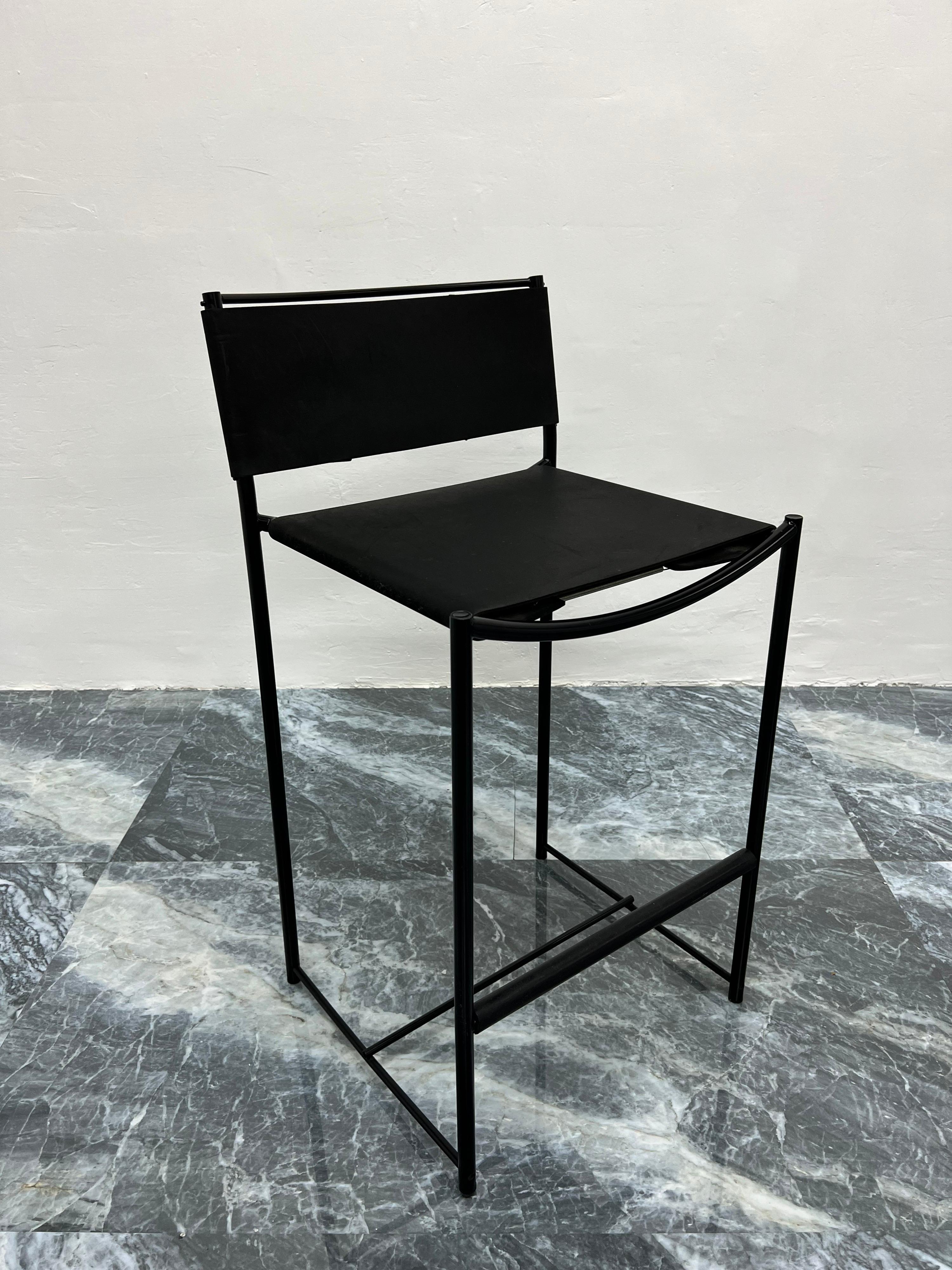 Giandomenico Belotti Black Postmodern Leather 164 Stools for Alias, a Pair In Good Condition In Miami, FL