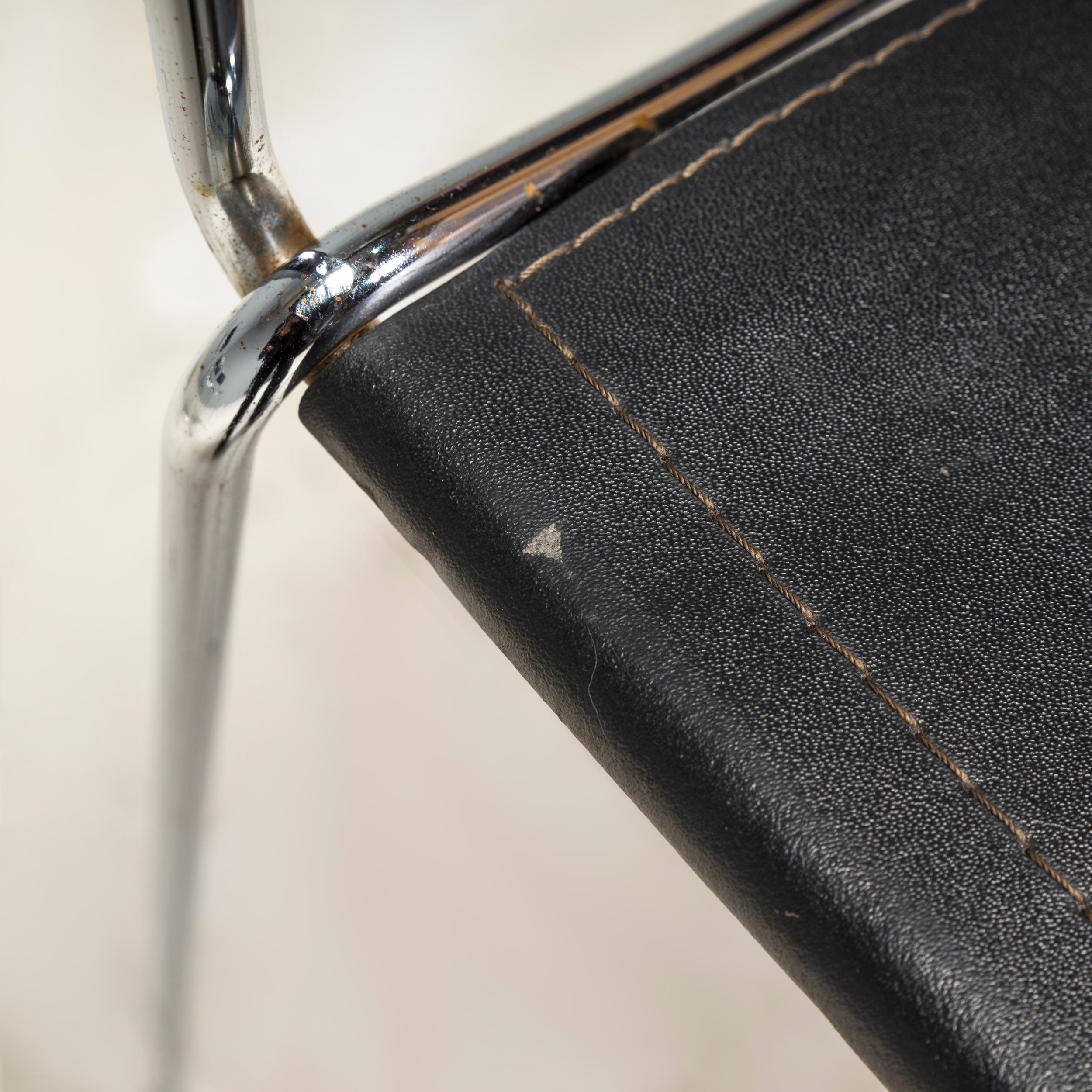 Giandomenico Belotti for Alias Black Leather Stools, Set of 4 7
