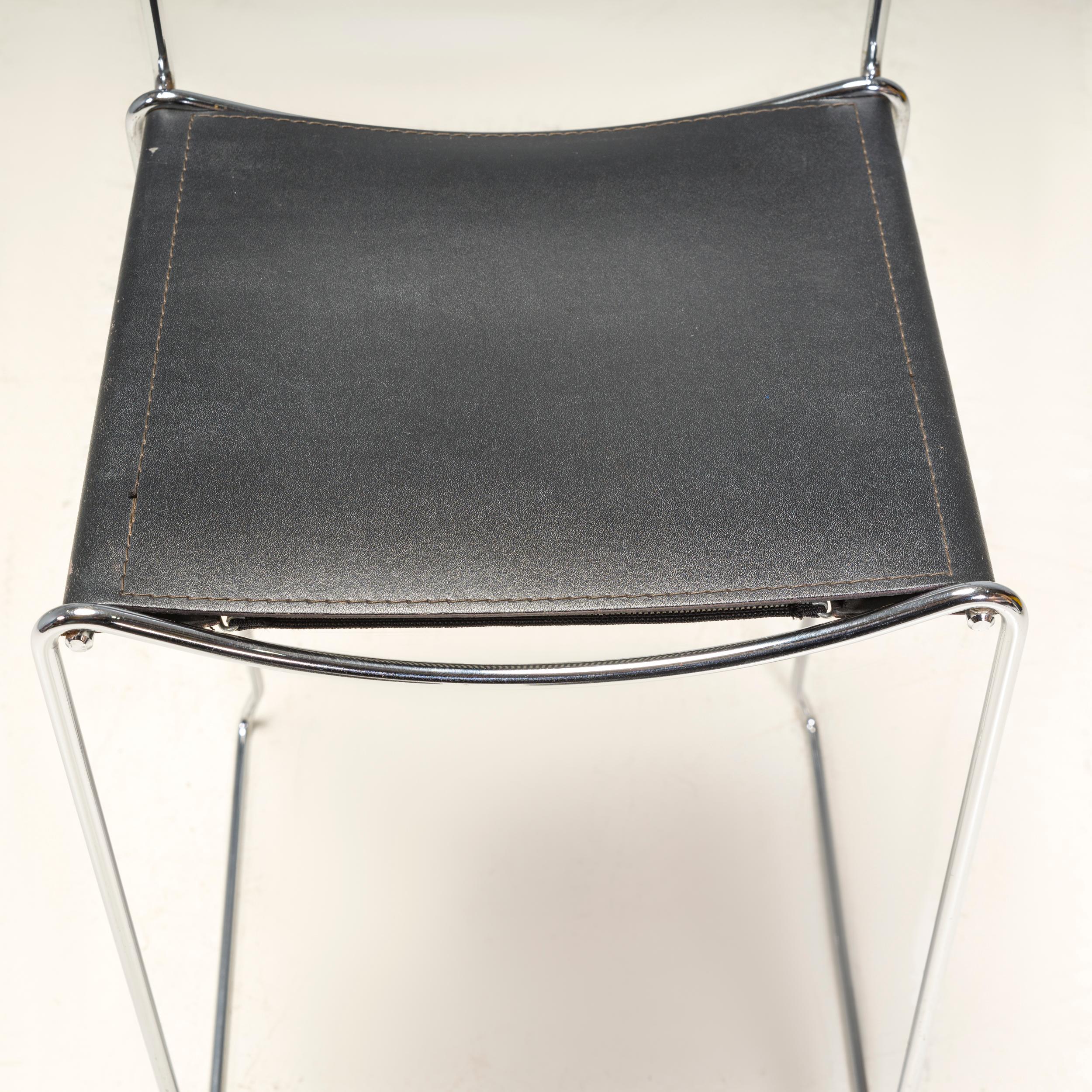 Giandomenico Belotti for Alias Black Leather Stools, Set of 4 4