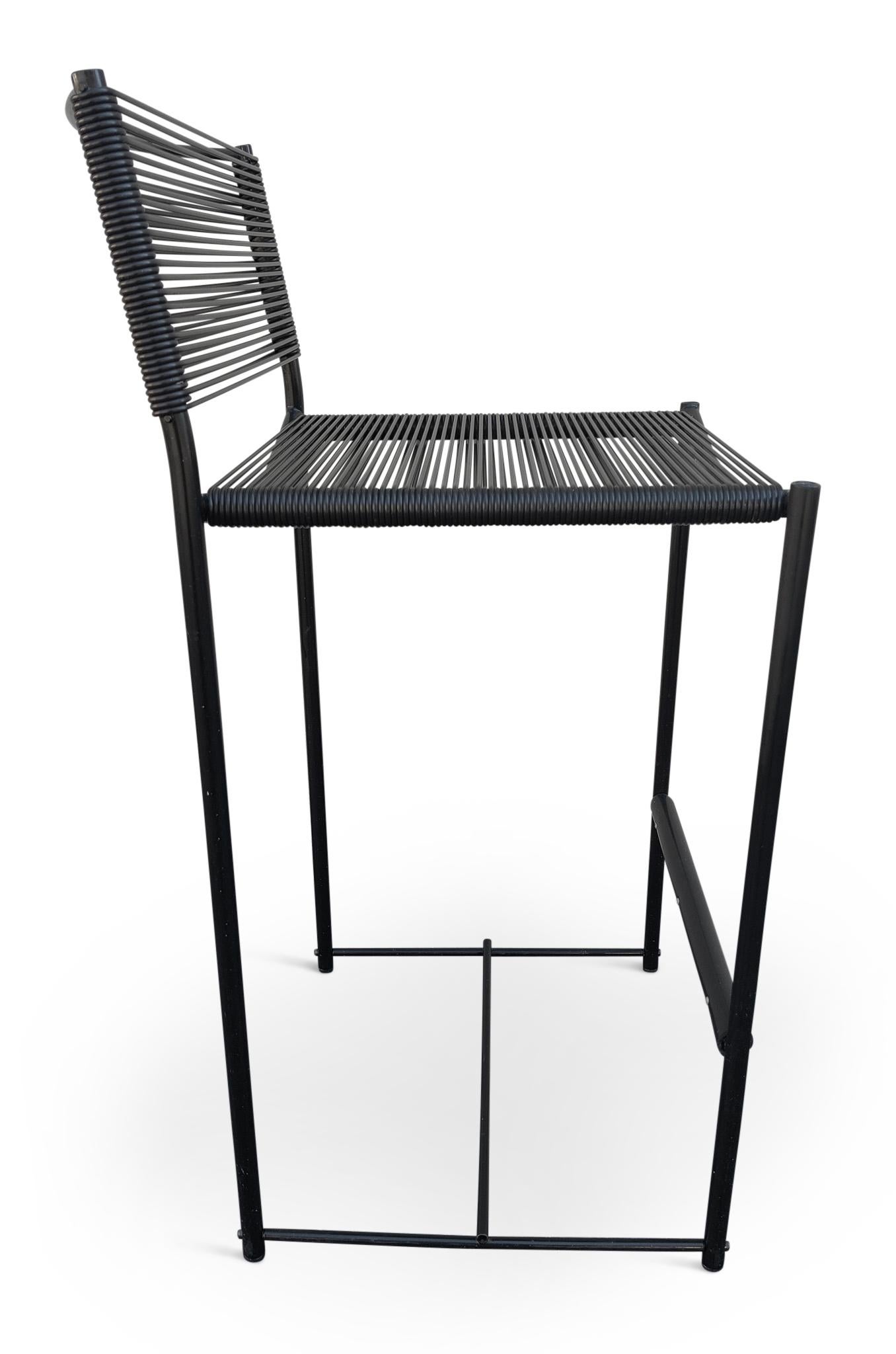 Italian Giandomenico Belotti for Alias Set of 4 Black Fly Line Spaghetti Bar Stools