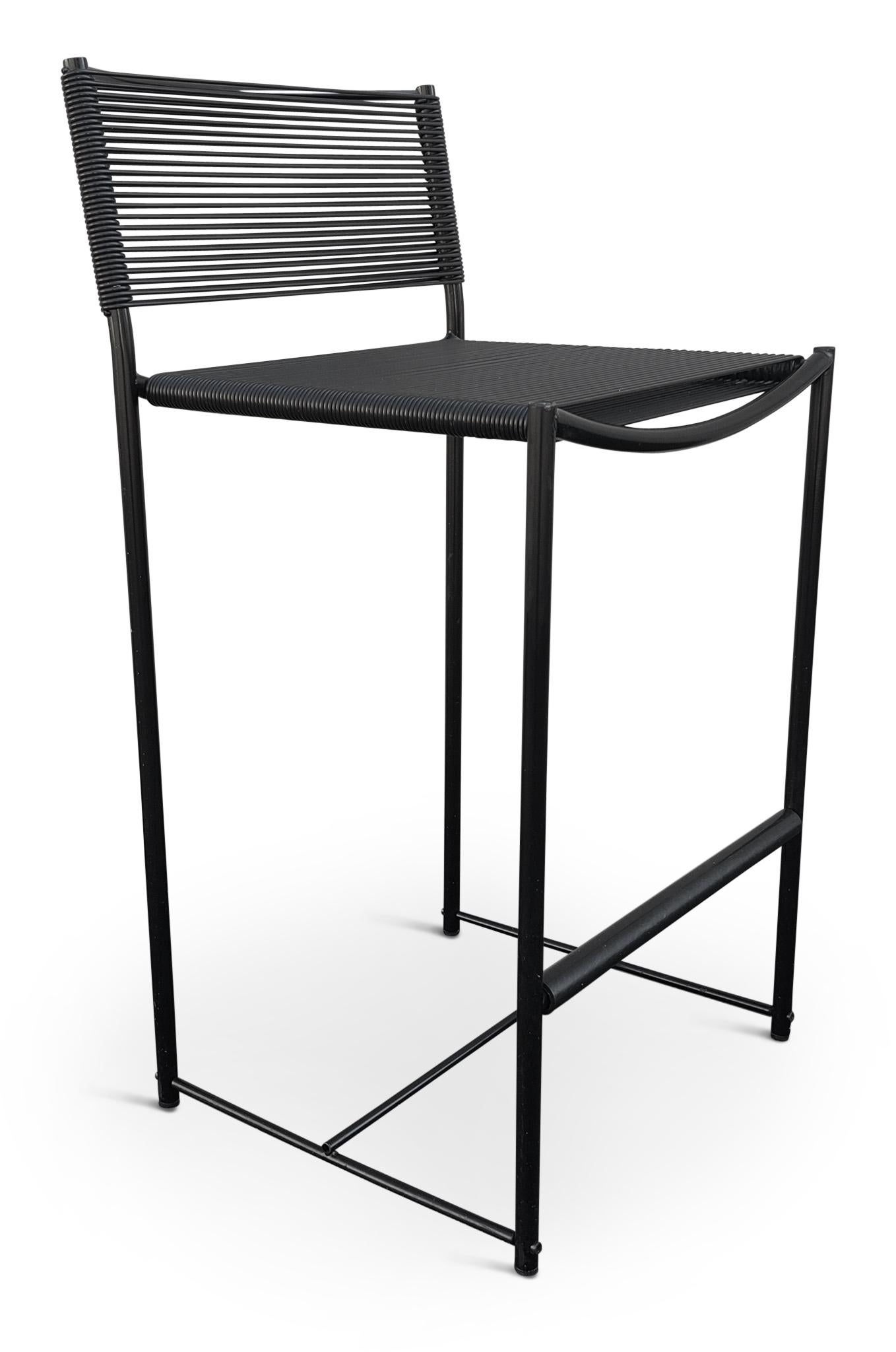 Enameled Giandomenico Belotti for Alias Set of 4 Black Fly Line Spaghetti Bar Stools