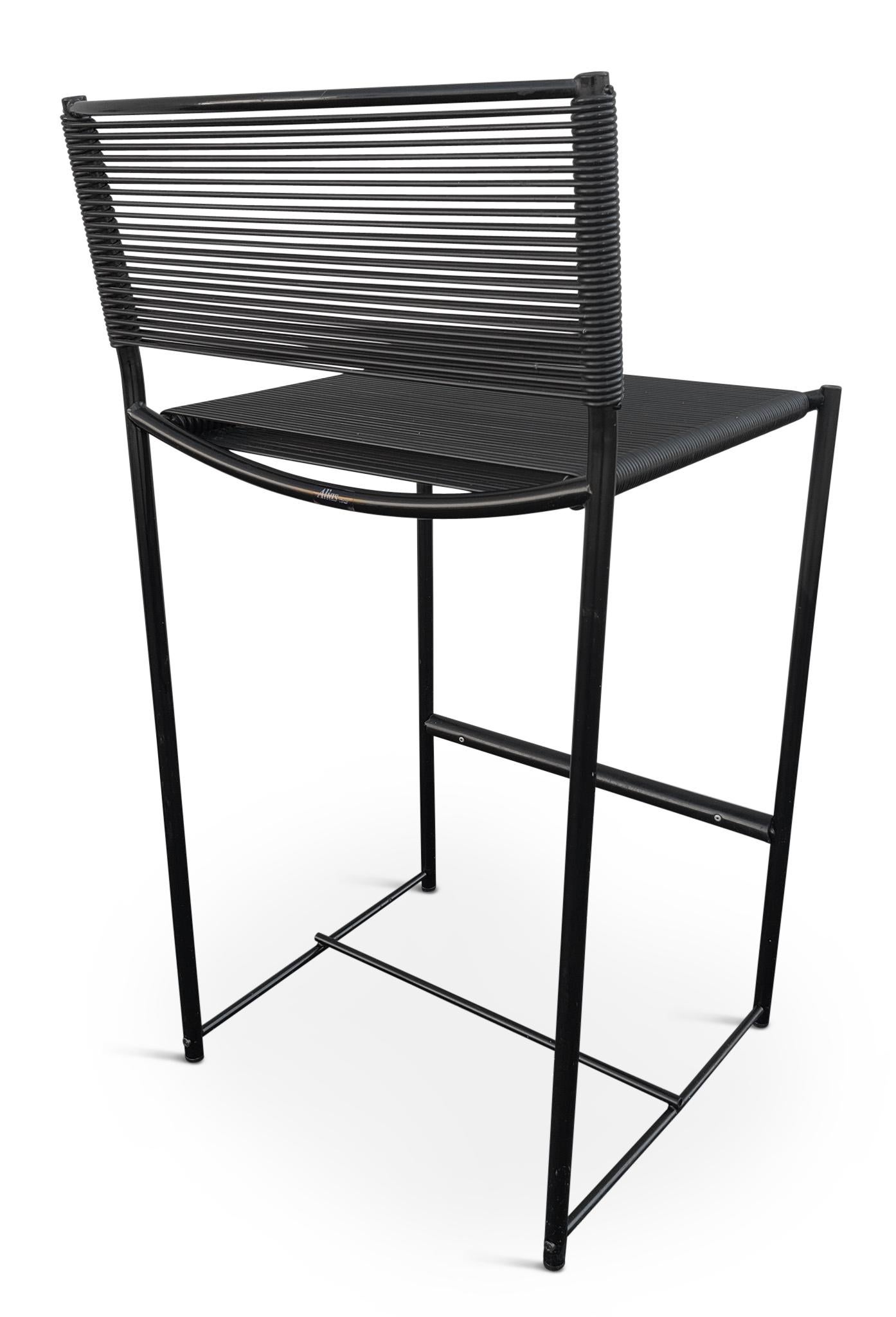 Giandomenico Belotti for Alias Set of 4 Black Fly Line Spaghetti Bar Stools In Good Condition In Philadelphia, PA