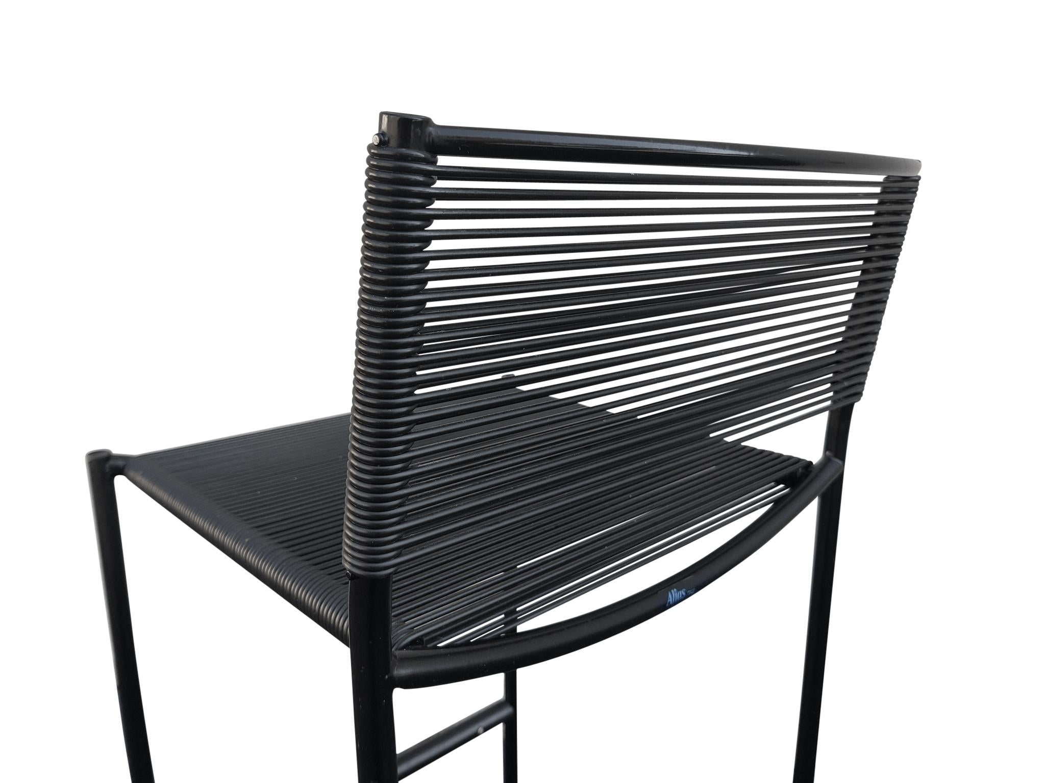 Late 20th Century Giandomenico Belotti for Alias Set of 4 Black Fly Line Spaghetti Bar Stools