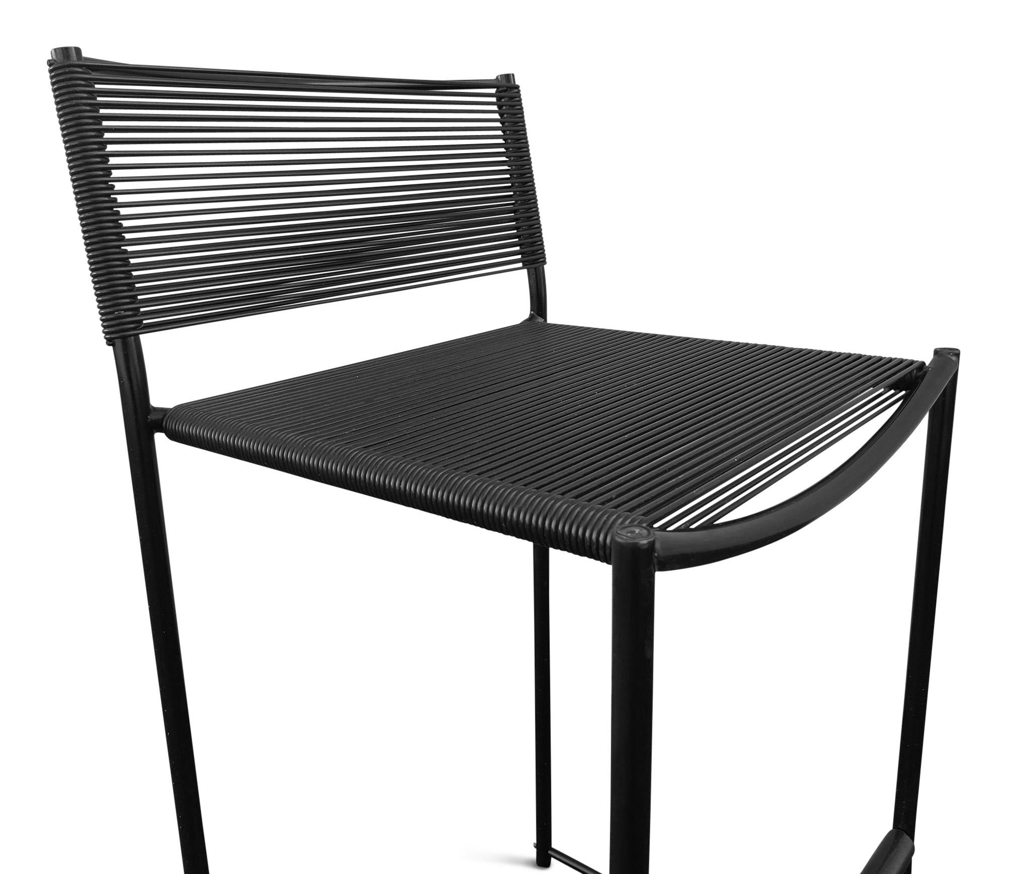 Steel Giandomenico Belotti for Alias Set of 4 Black Fly Line Spaghetti Bar Stools