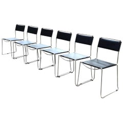 Giandomenico Belotti for Alias Set of Six Matching Chrome & Metal Dining Chairs