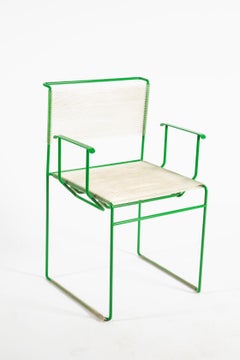Giandomenico Belotti Set of 4 Green Lacquered Spaghetti Chair for Fly Line 1970s