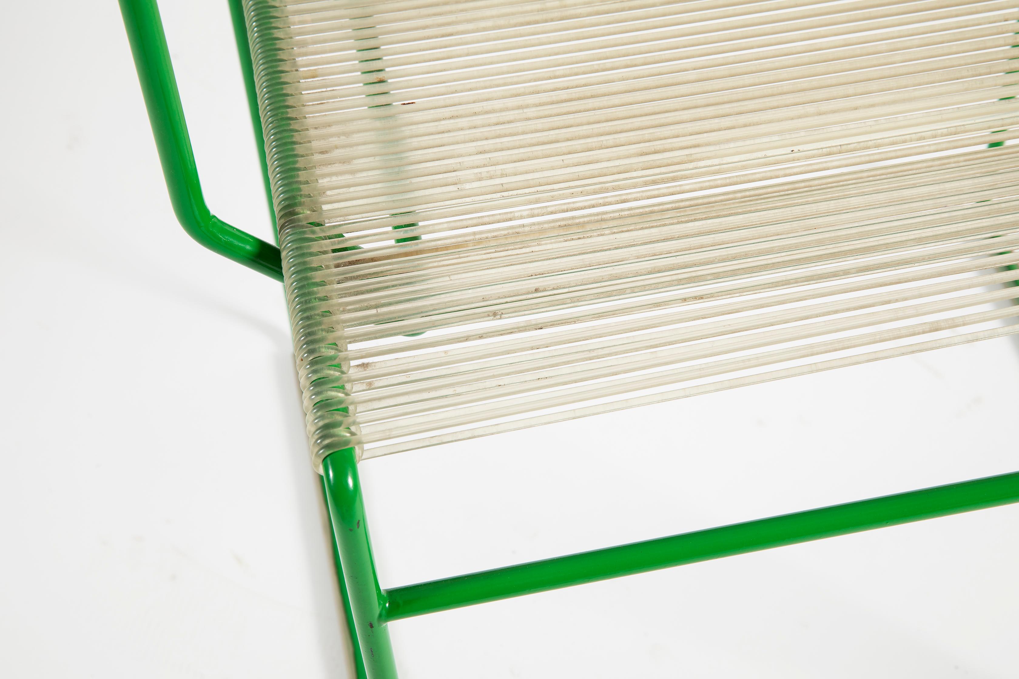 Steel Giandomenico Belotti Set of 4 Green Lacquered Spaghetti Chair for Fly Line 1970s For Sale