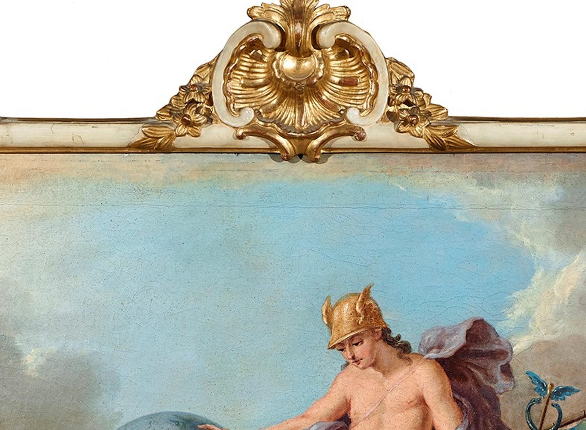 18. Jahrhundert  Allegorie Giandomenico Cignaroli Apollo Öl auf Leinwand Blau Weiß im Angebot 1