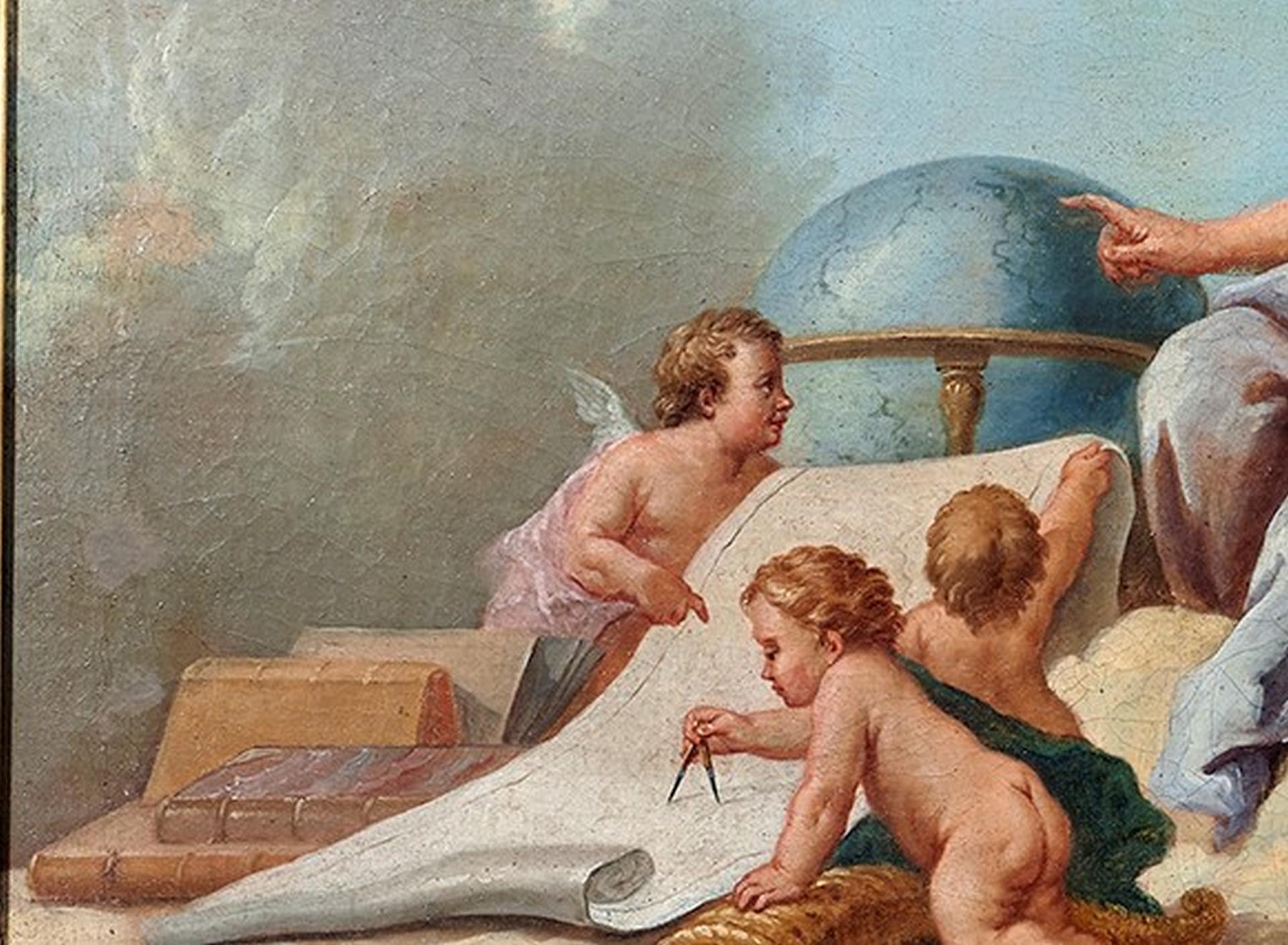 18. Jahrhundert  Allegorie Giandomenico Cignaroli Apollo Öl auf Leinwand Blau Weiß im Angebot 5