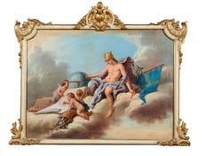 Antique 18th Century  Allegory Giandomenico Cignaroli Apollo Oil on Canvas Blue White