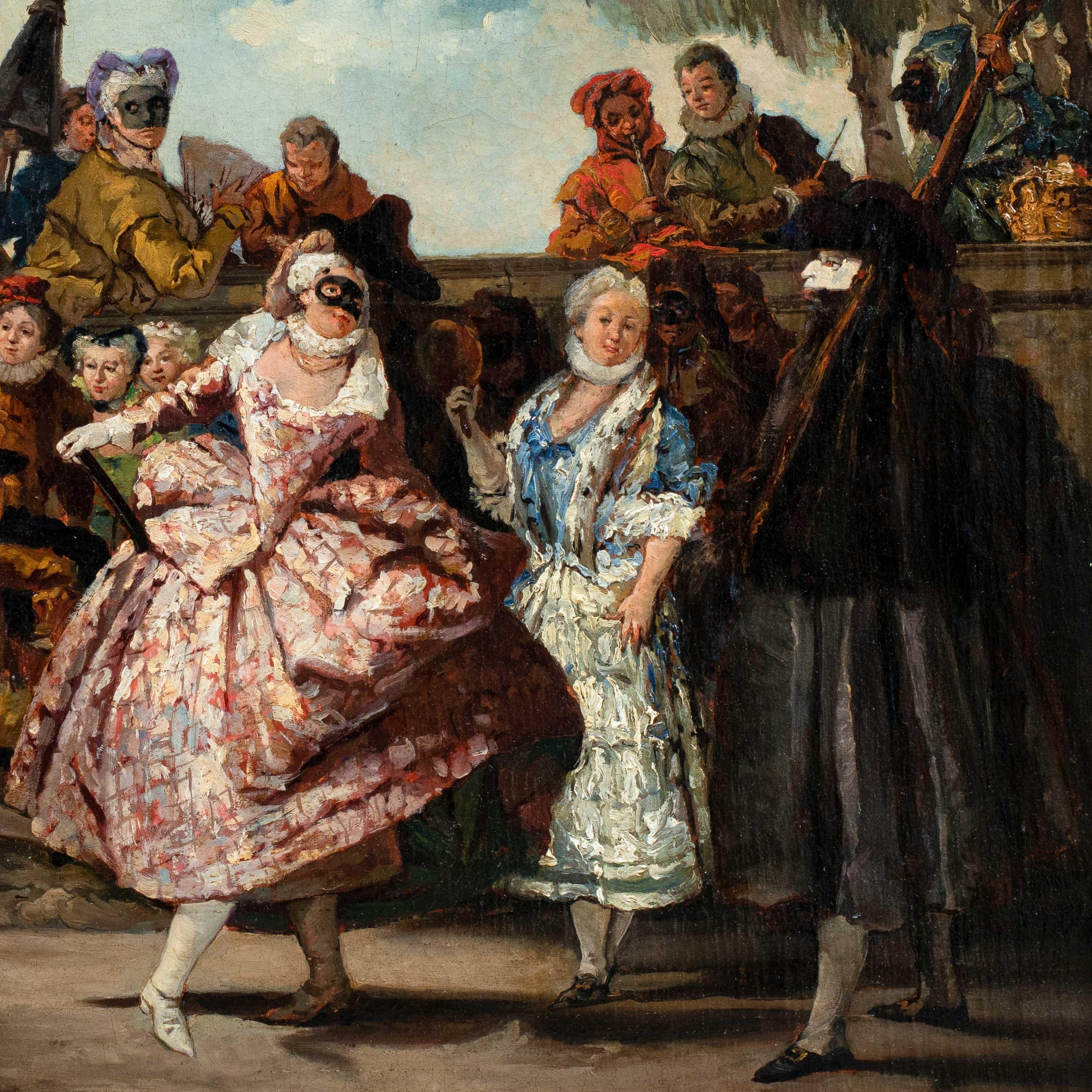 Seguace di Giambattista Tiepolo - Pittura di figura del XVIII secolo - Minuetto - Painting di Giandomenico Tiepolo