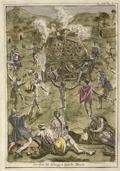 The Sacrifice of Savage in Quitchi - Manitù - Etching by G. Pivati - 1746/1751