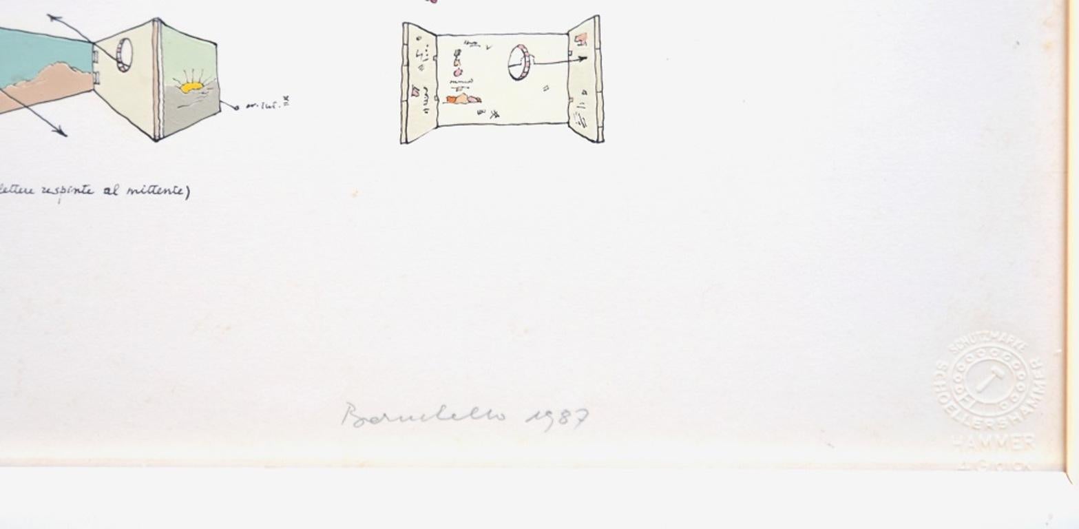 Alcune Lettere Respinte al Mittente - Techniques mixtes de G. Baruchello - 1987 - Contemporain Mixed Media Art par Gianfranco Baruchello