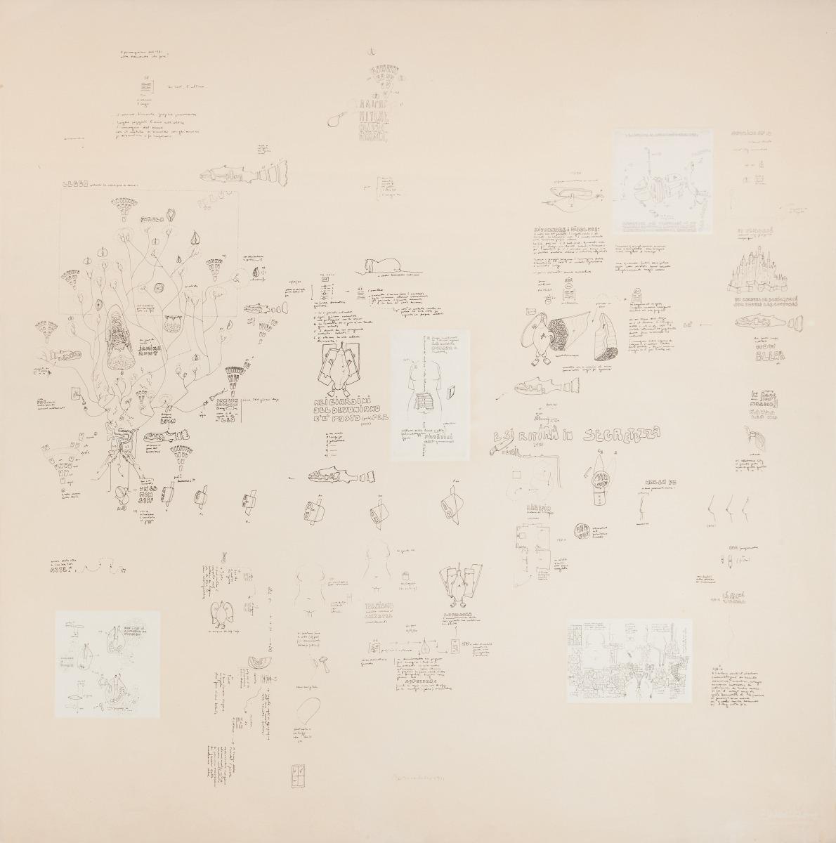 Gianfranco Baruchello Abstract Print - Designs - Lithograph by G. Baruchello - 1971