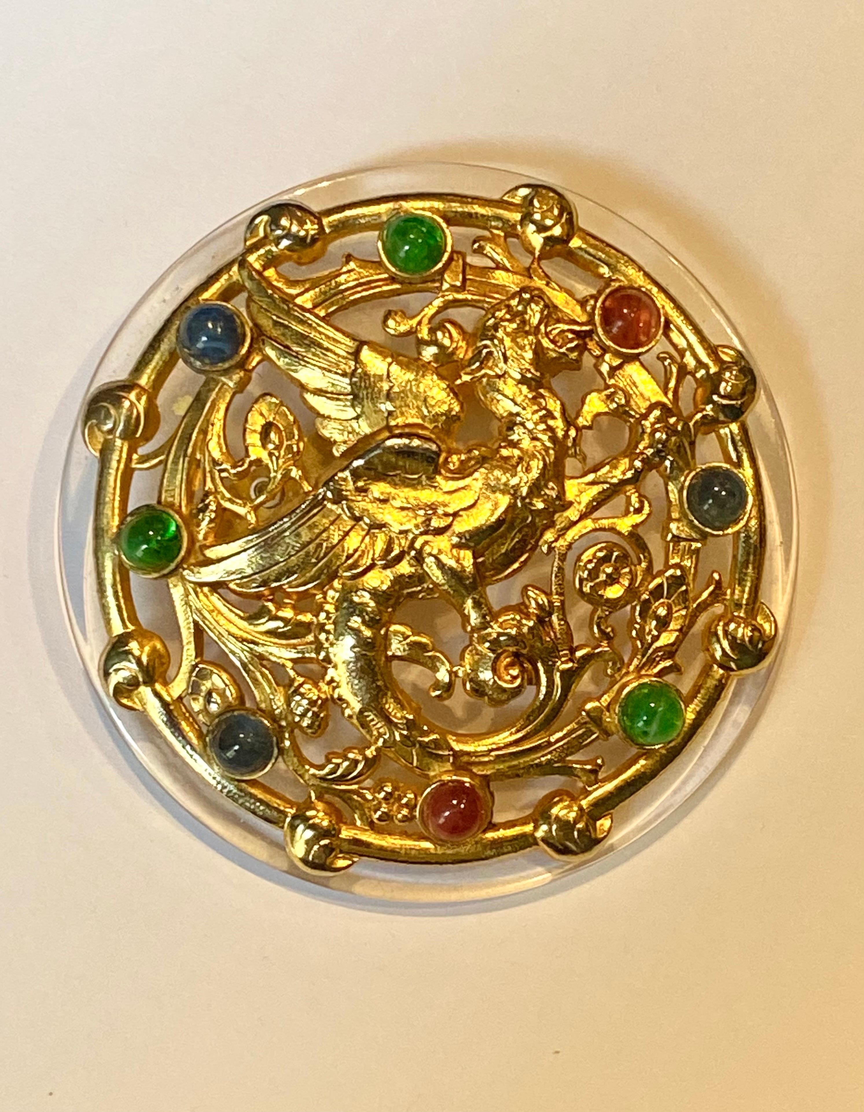 Gianfranco Ferre 1980s Classical Jeweled Griffin Brooch 8