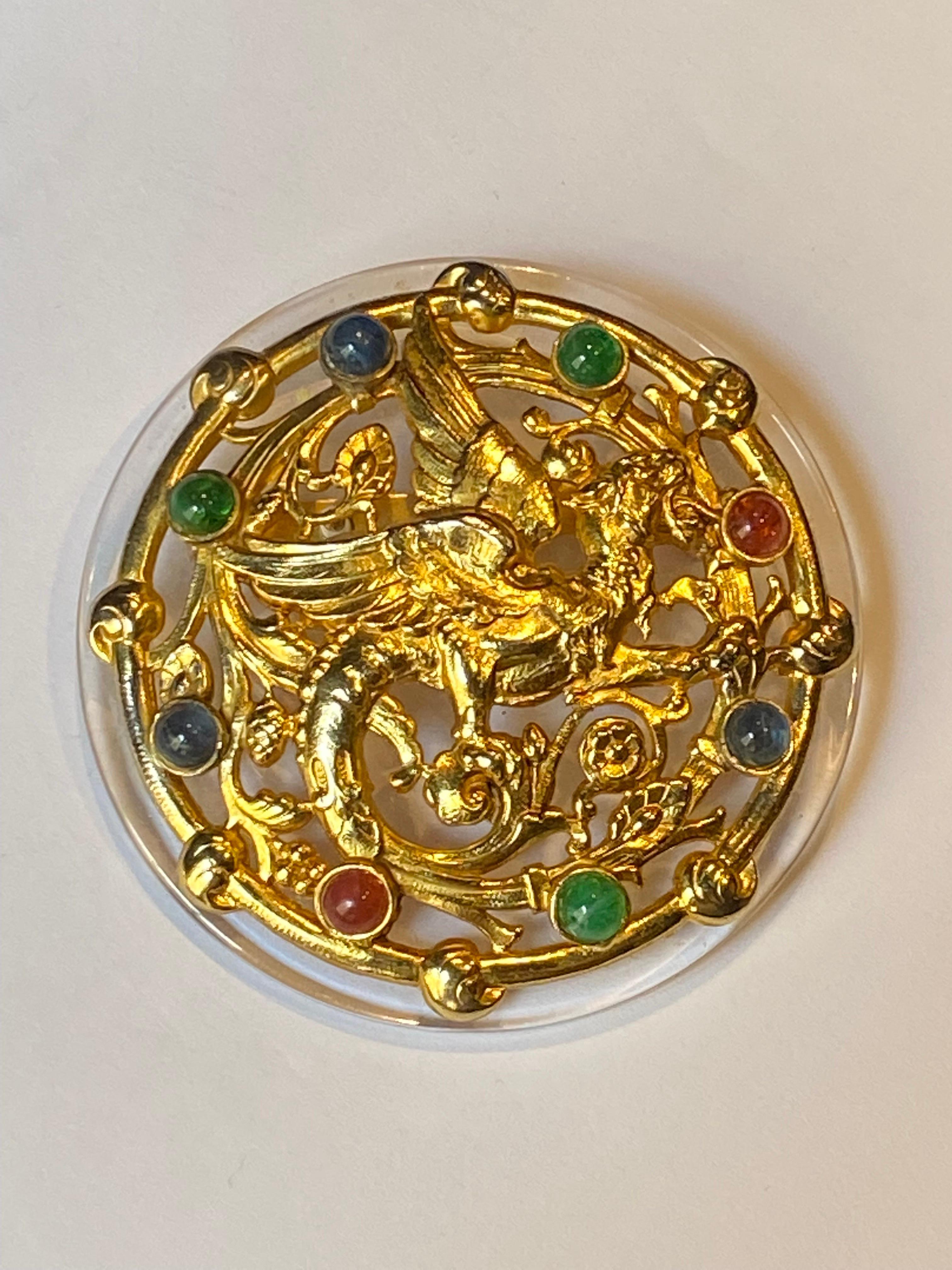 Gianfranco Ferre Broche griffon classique ornée de bijoux des années 1980 9