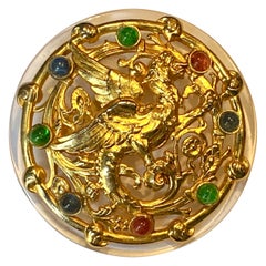 Klassische, juwelenbesetzte Griffin-Brosche von Gianfranco Ferre, 1980er Jahre