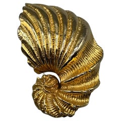Gianfranco Ferre 1980s Large Nautilus Sea Shell Brooch