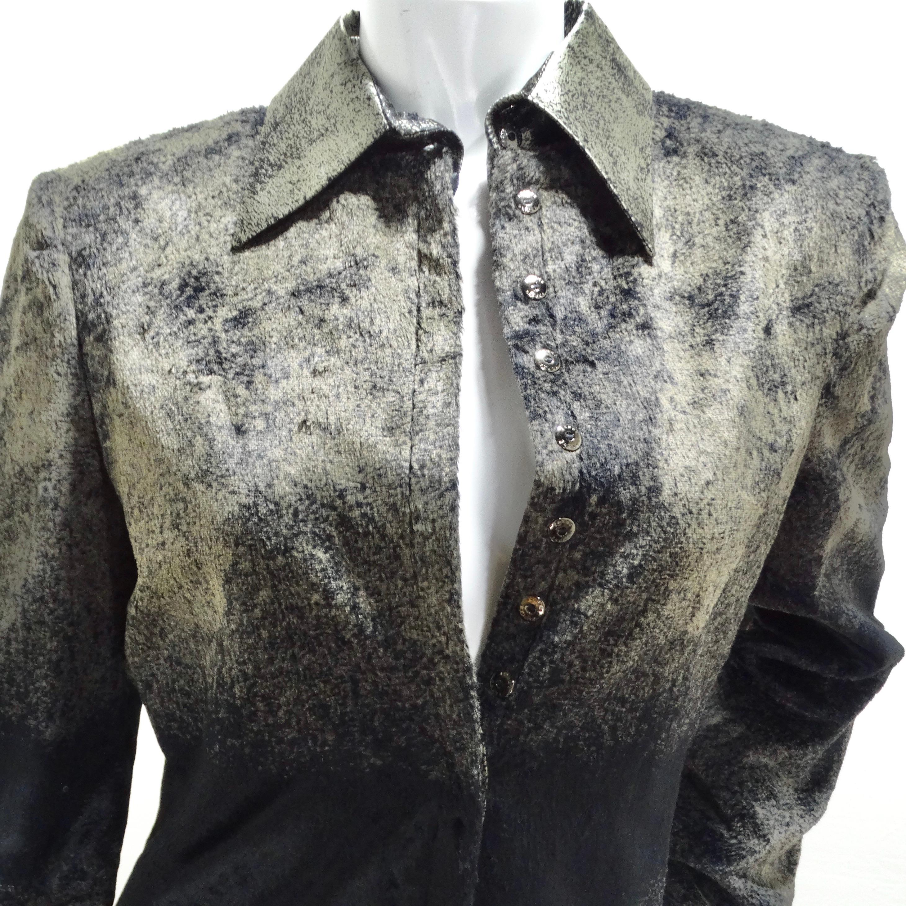 Elevate your outerwear game with the Gianfranco Ferre 1980s Silk Velour Duster Jacket. This stunning piece effortlessly combines structured blazer elements with the flowy silhouette of a maxi duster, offering a versatile and luxurious addition to