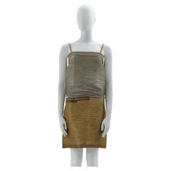 Gianfranco Ferrè 1990s Gold silk chiffon lurex cocktail dress with beaded work