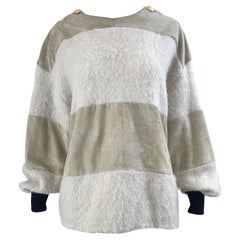 Gianfranco Ferrè 1990s Pelle scamosciata + Mohair Tan Nude Vintage 90s Maglione Top