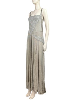 Gianfranco Ferre 2009 maxi embroidered dress silver