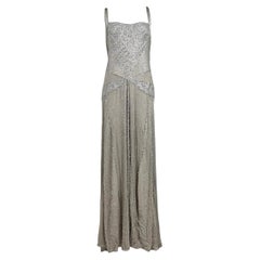 Gianfranco Ferre 2009 maxi embroidered dress silver