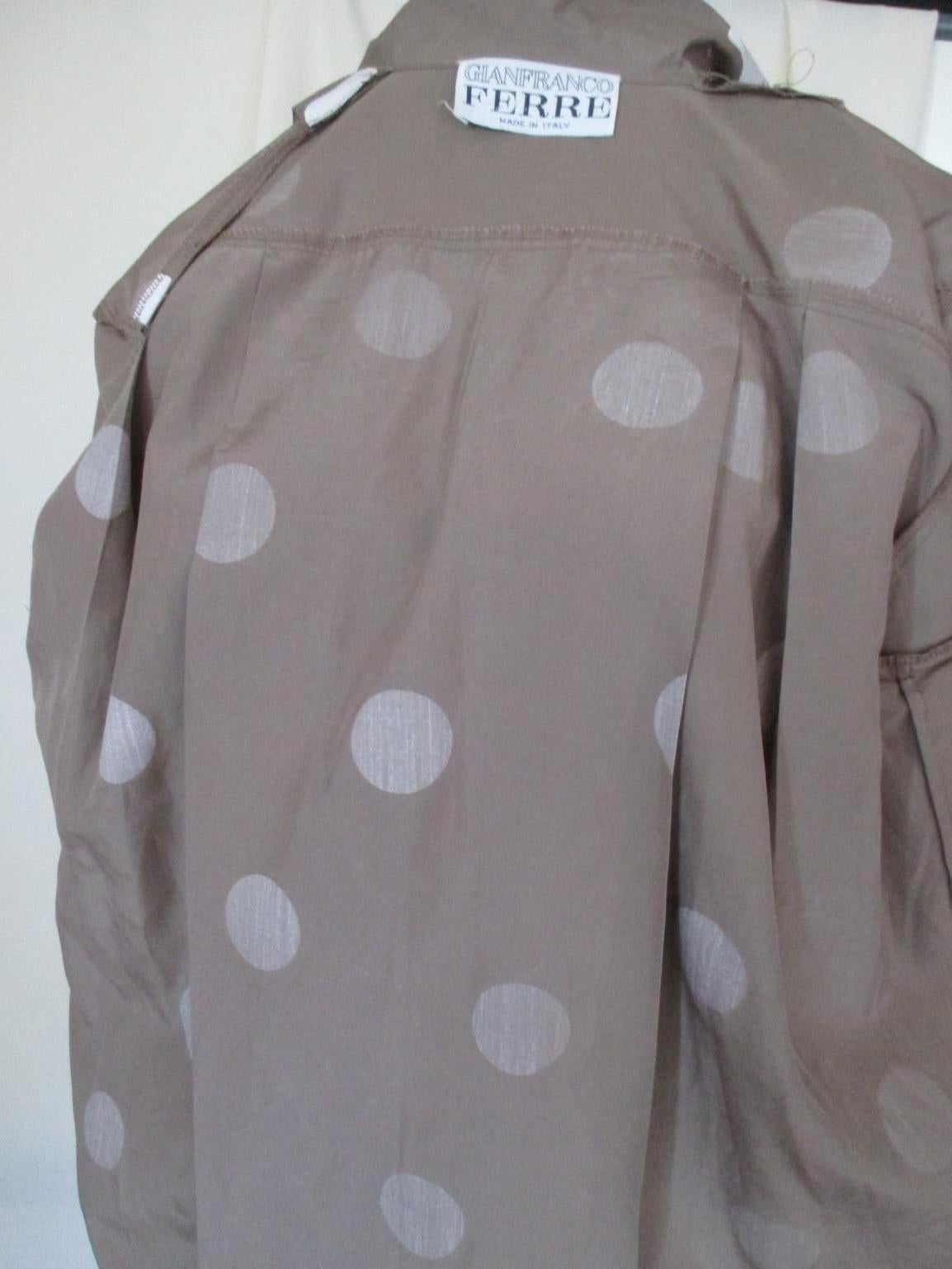 Gianfranco Ferre 80's Grand Polka Dot Silk Blouse/Jacket For Sale 2