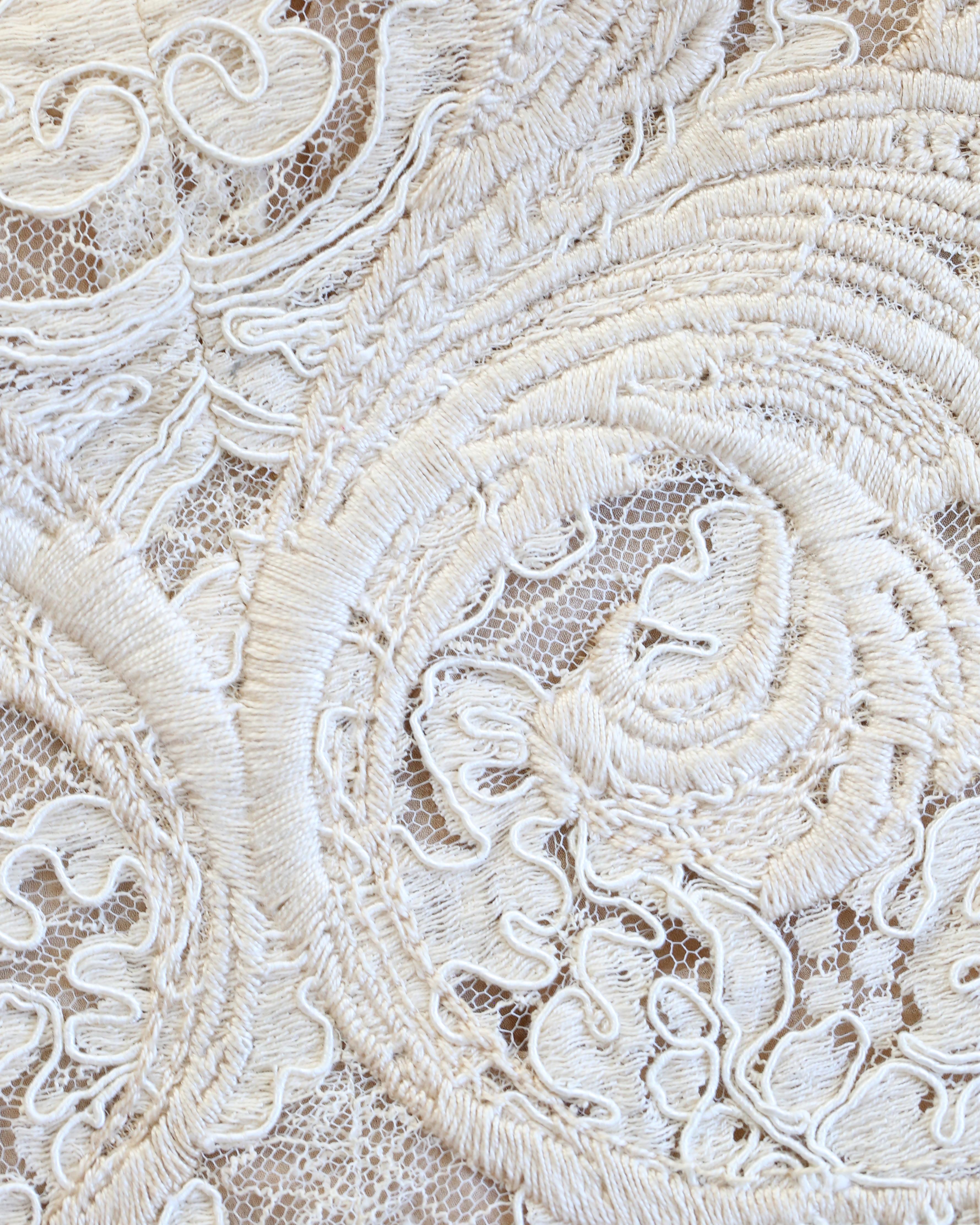 Gianfranco Ferré 90's ivory beige sheer lace embroidered slip wedding ...