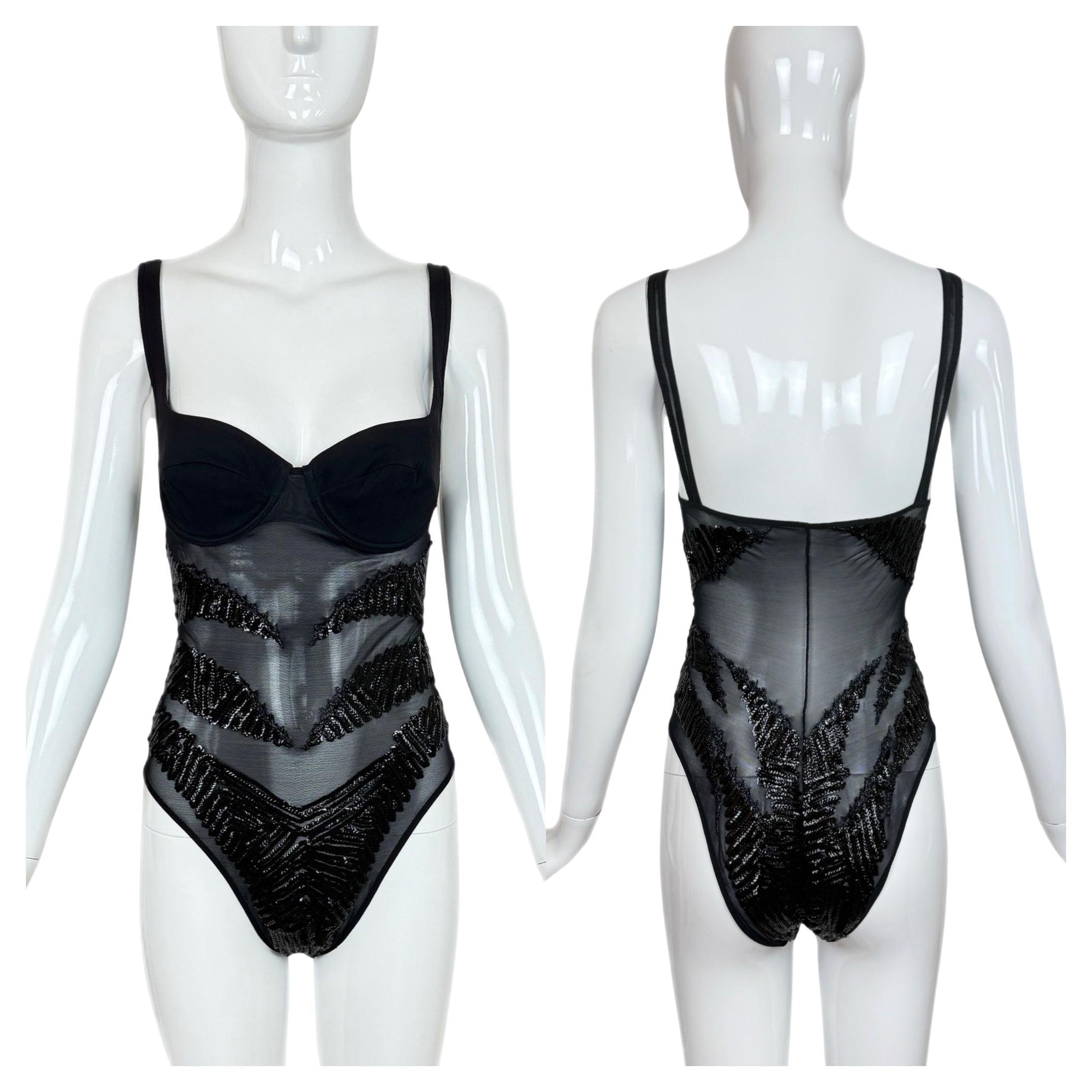 GIANFRANCO FERRE - Body Vintage anni '90 con decorazioni nere