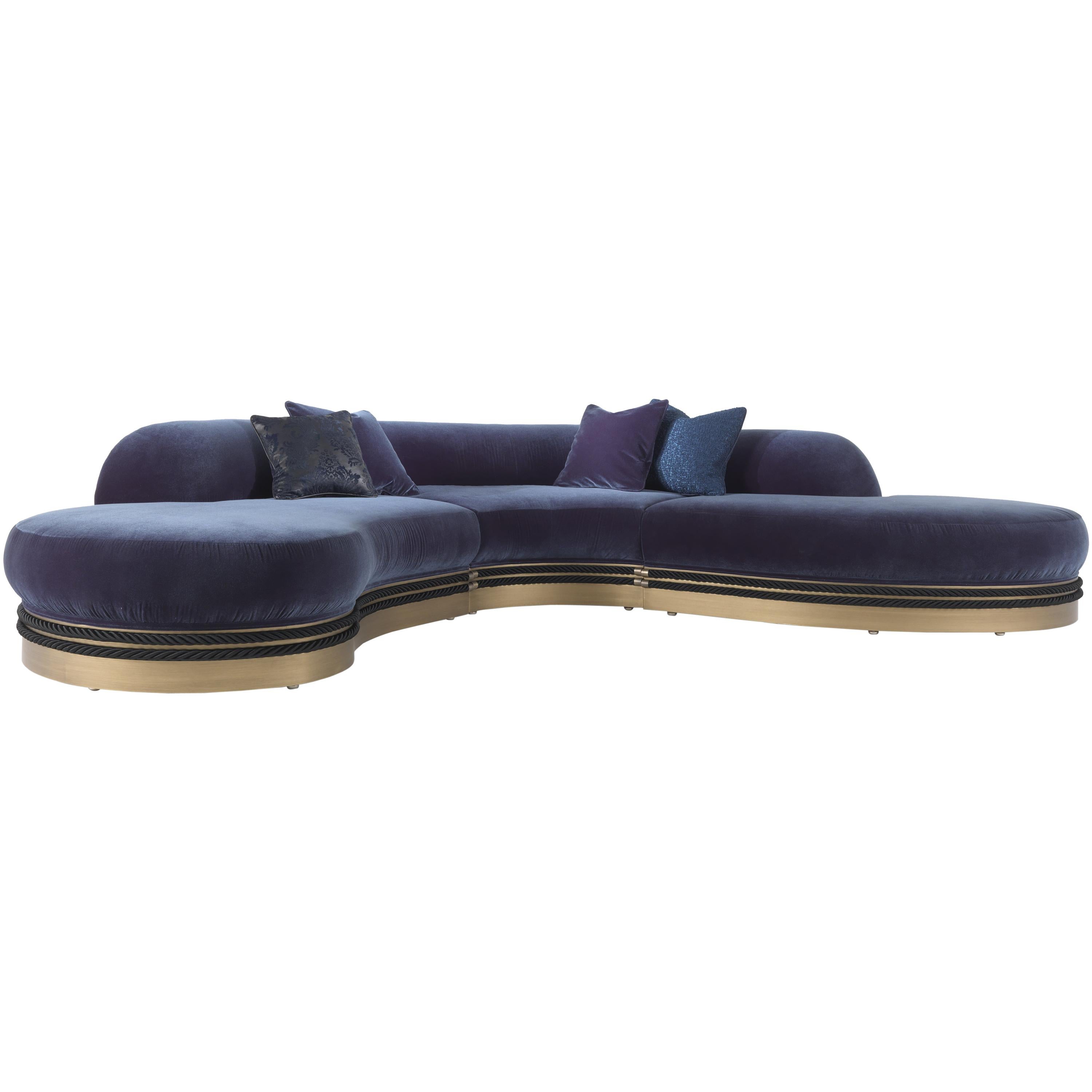 Gianfranco Ferre Alexander Sofa in Blue Fabric For Sale