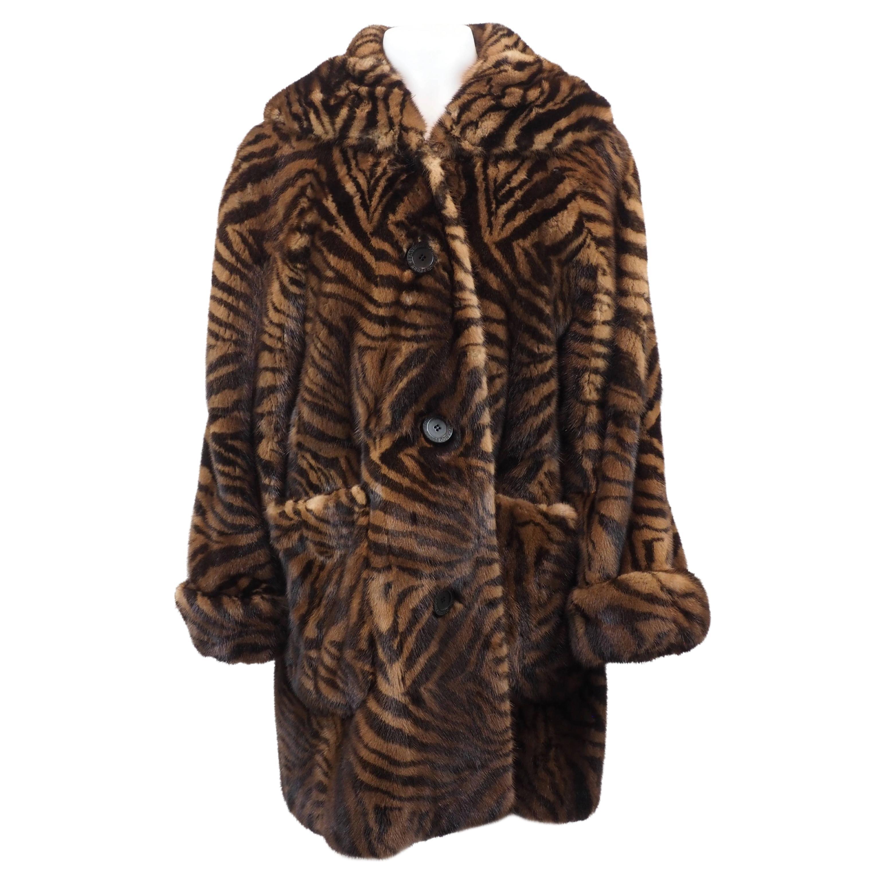Gianfranco Ferre Animal Print Fur Coat For Sale