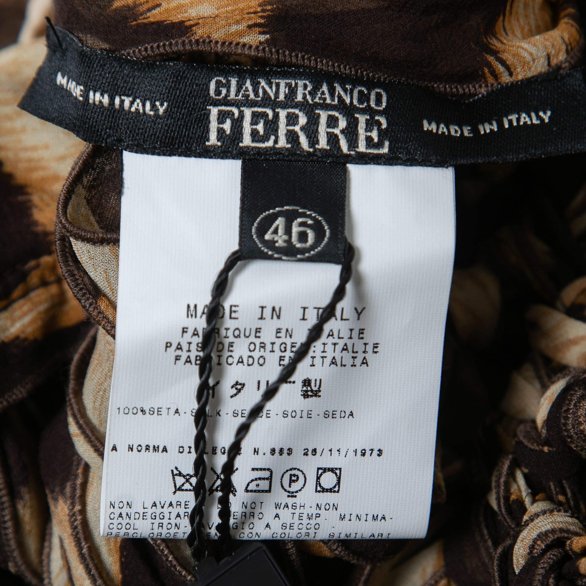 Women's Gianfranco Ferre Animal Print Silk Tie Detail Cut-Out Strapless Top L