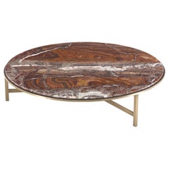 Gianfranco Ferré Home Ascott Center Table in Metal and Red Onyx Top