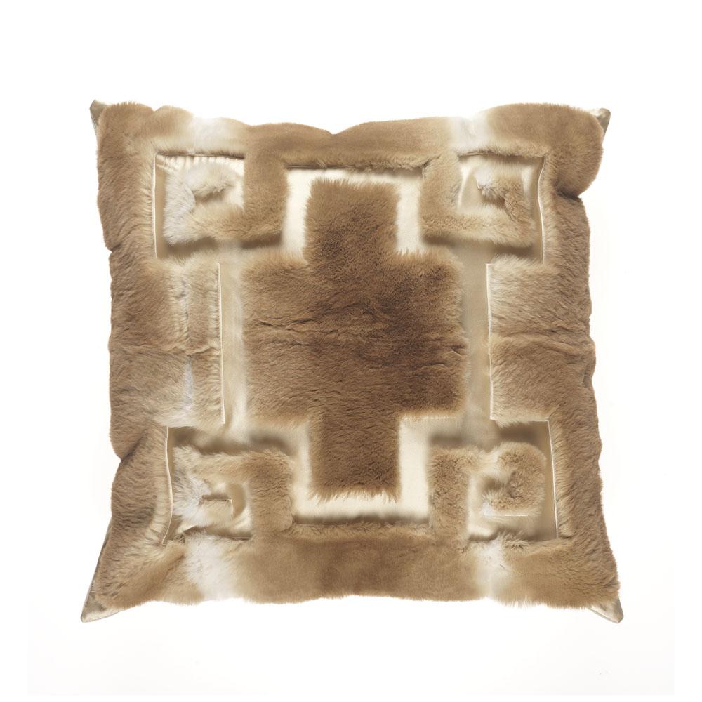 Gianfranco Ferré Athena Negative Pillow in Beige Orylag Fur For Sale